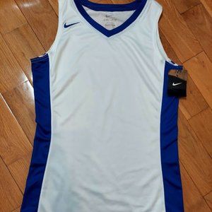 Nike Basketball Practice Jersey Women's S White Blue Sleeveless Dri-Fit New